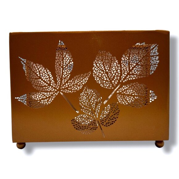 Yankee Candle Double Candle Copper Color Holder Leaf Cutout Design - Picture 1 of 13